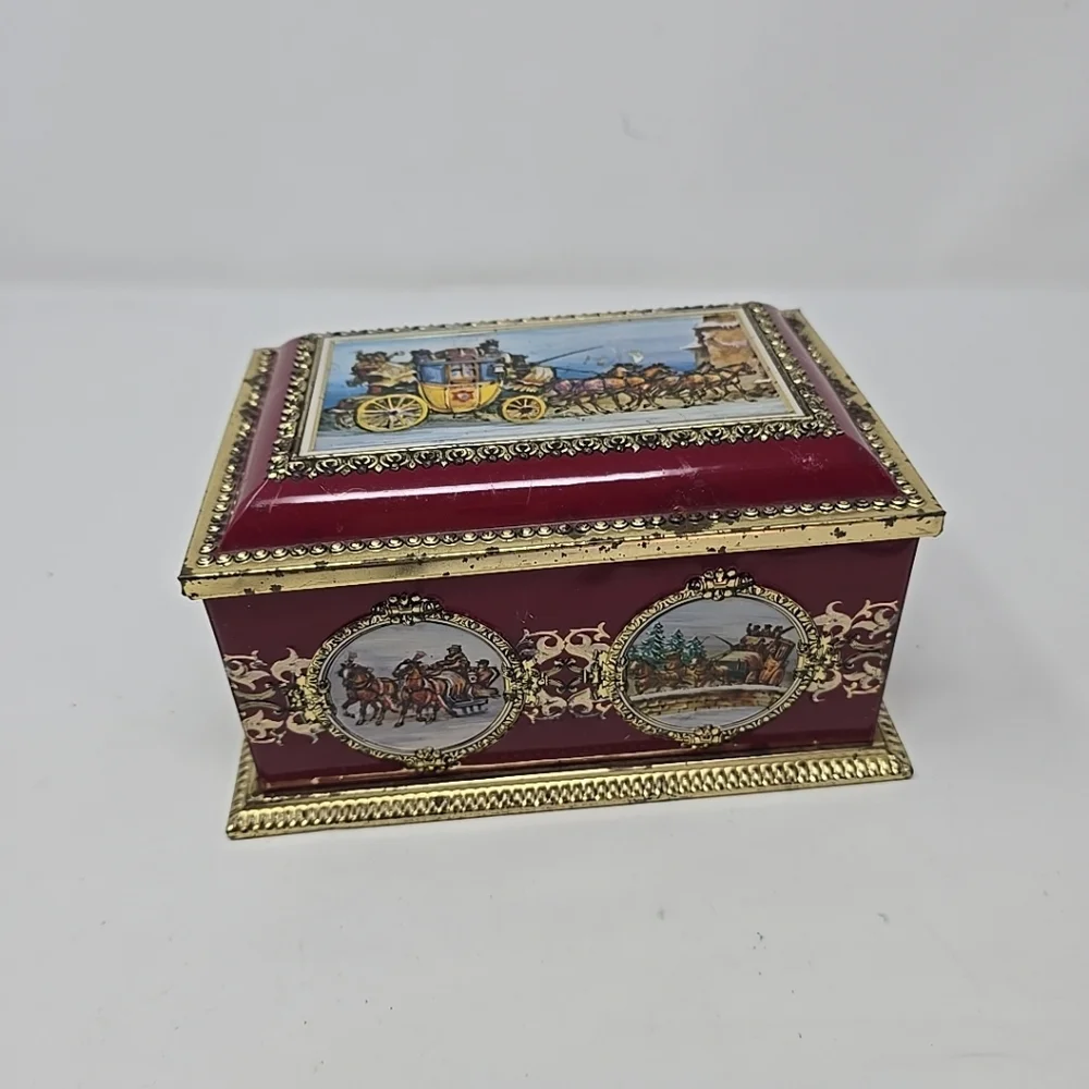 Vintage klann quality biscuit candy metal tin hinged lid western‎ germany